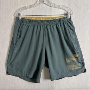 Roark Men's Large Green Run Amok 7" Inseam Lined Drawstring Activewear Shorts